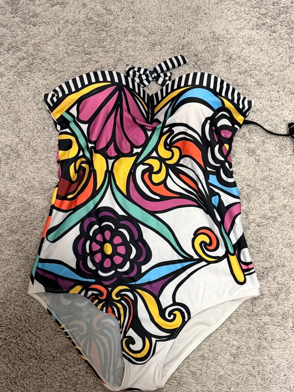 Vibrant Multicolor Strapless One-Piece Swimsuit